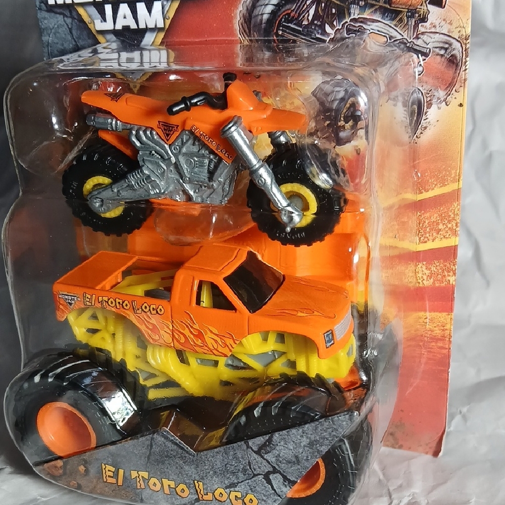 Monster Jam El Toro Loco Orange Truck And Motorcycle Set